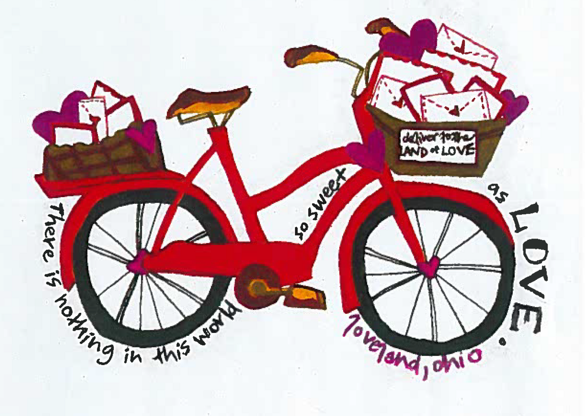 bike with valentines in basket